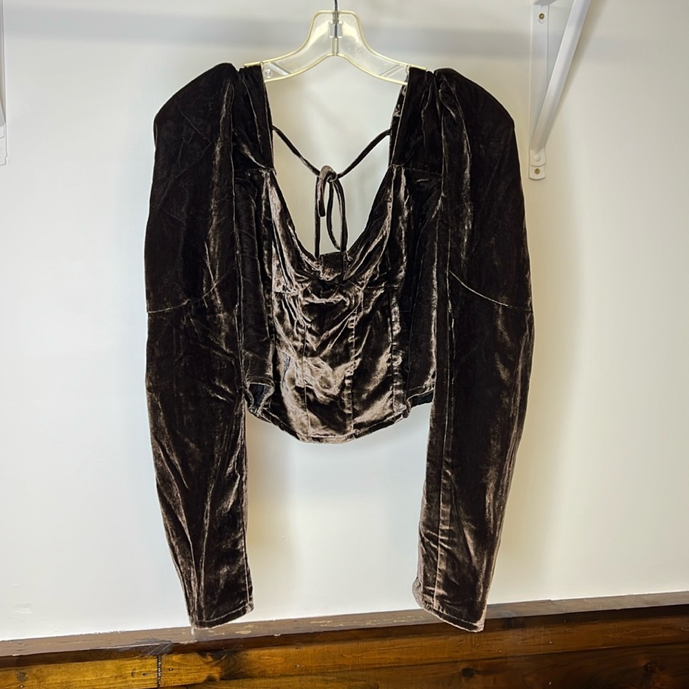 Free People Brown Velour Crop‎ Top- M